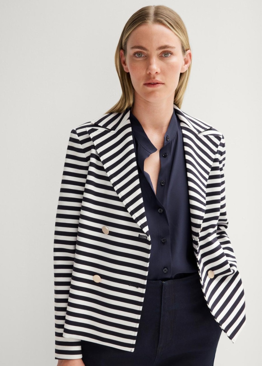 Women Trenery Jackets & Coats | Ponte Stripe Double Breasted Jacket ...